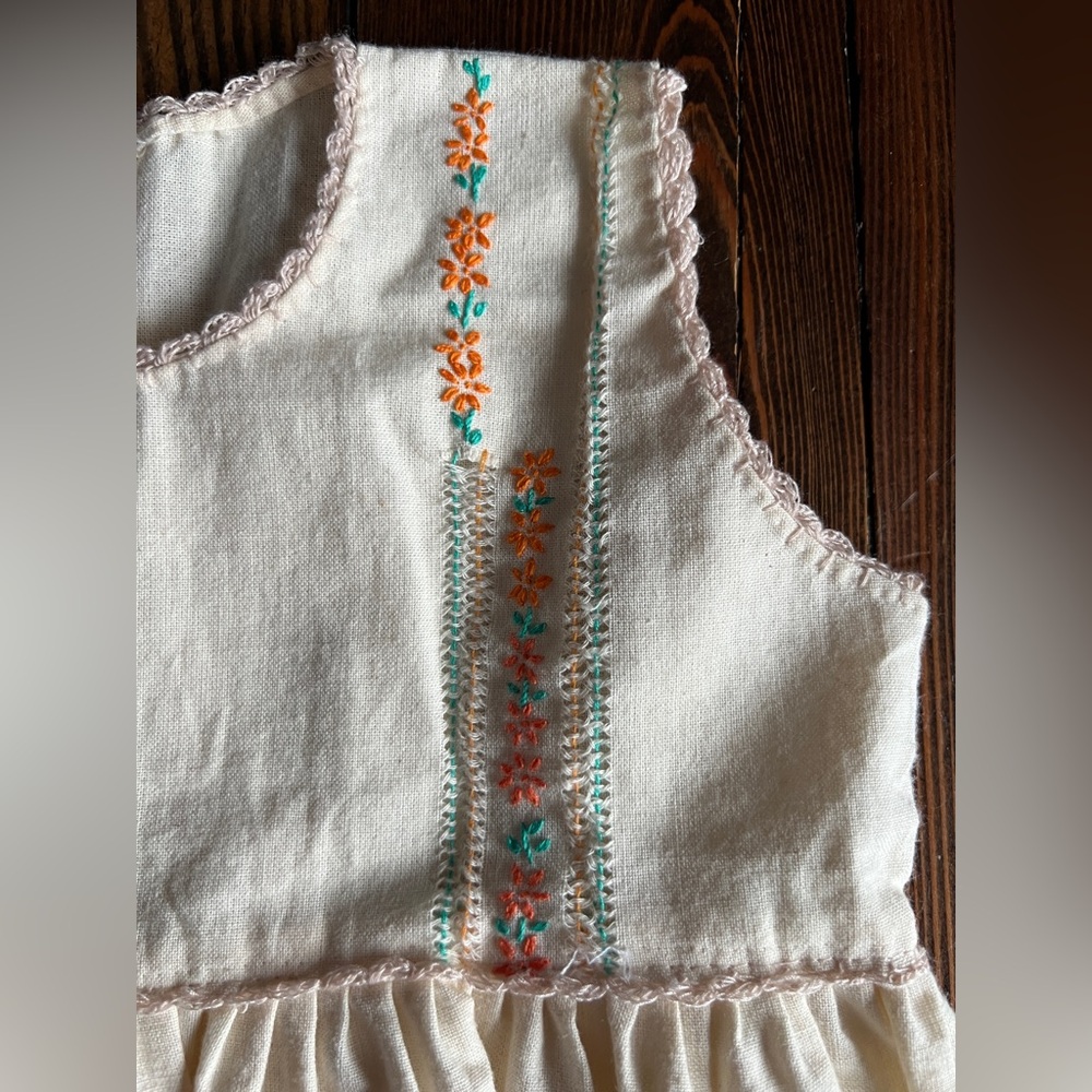 HOMEMADE • baby girl embroidered sundress cottagecore prairiecore handmade dress
